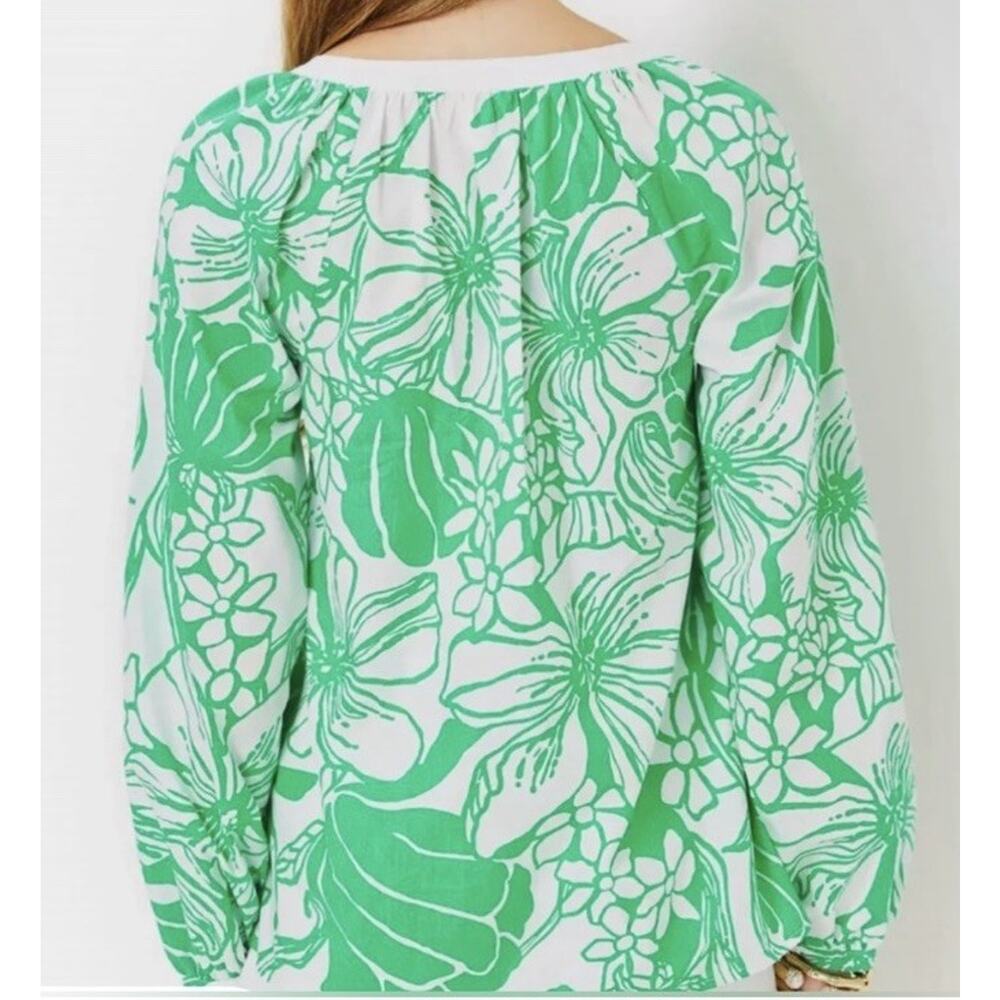 Lilly Pulitzer Camryn Tops ,Tunic in the Spearmint Green Kiss My Tulips XXS - Picture 3 of 8